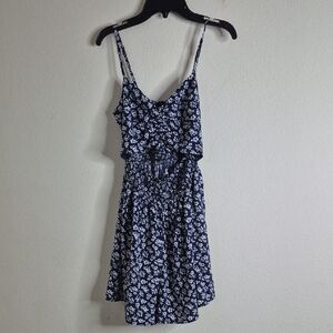 Hollister Navy and White Floral Mini Dress